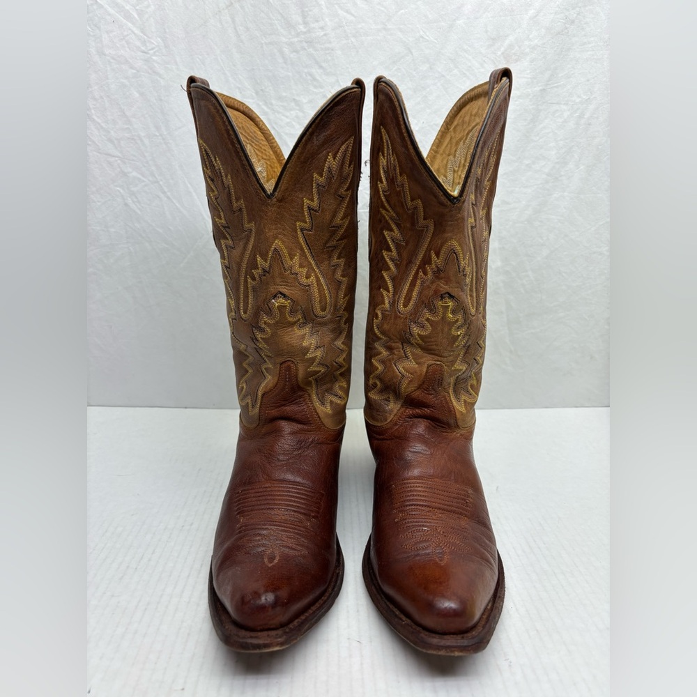 Old West Brown Leather Western Cowgirl Boots, size 8.5 women’s